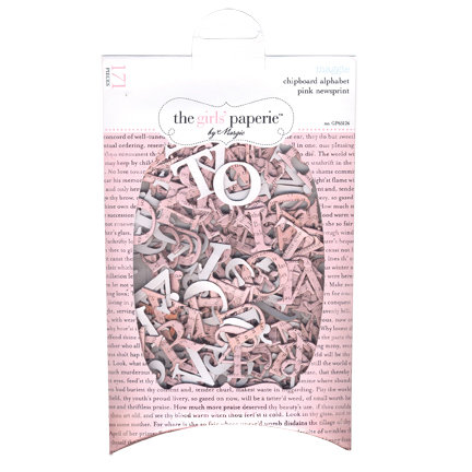 The Girls Paperie - Mix and Match Collection - Chipboard Alphabet - Pink Newsprint - Maggie