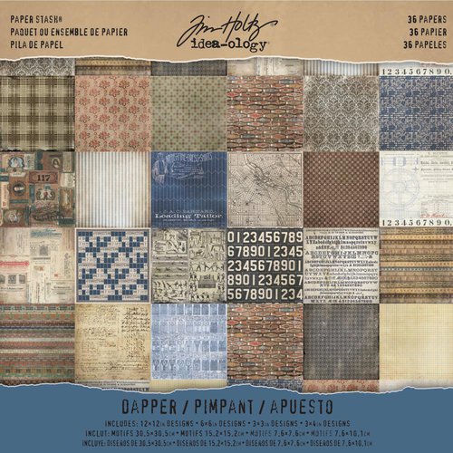 Idea-ology - Tim Holtz - 12 x 12 Paper Stash - Dapper