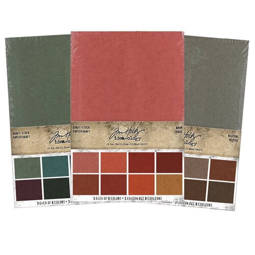 Idea-ology - Tim Holtz - 6 x 9 Kraft Stock - Warm, Cool and Neutral Bundle