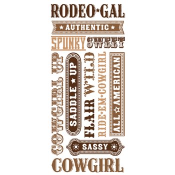 Creative Imaginations - Marah Johnson - Jumbo Sticker Sheet - Cowgirl Phrase