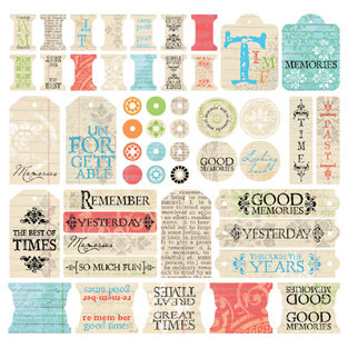 Creative Imaginations 12x12 Sticker Sheet - Narratives by Karen Russell - Antique Memories, CLEARANCE