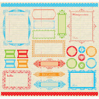 Creative Imaginations - Narratives by Karen Russell - 12x12 Sticker Sheets - Antique Medley - Labels, CLEARANCE
