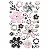 Creative Imaginations - Art Warehouse by Danelle Johnson - Flower Rhinestone - Pearl Epoxy Stickers, BRAND NEW