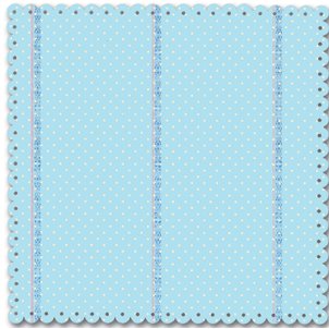 Creative Imaginations - Narratives by Karen Russell - Scalloped Die Cut Paper - Blue Bell Boy Collection - Cream and Blue Polka Dot, BRAND NEW