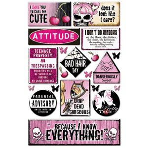 Creative Imaginations - Caution Girl Collection - Epoxy Stickers