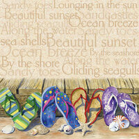 Creative Imaginations - By The Seashore Collection - 12x12 Paper - Flip Flop Phrase