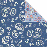 Creative Imaginations - All American Collection by Samantha Walker - Double Sided Paper - Blue Bandana, CLEARANCE