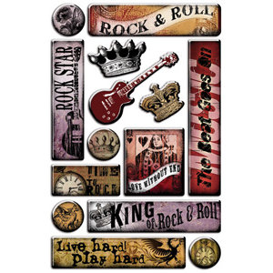 Creative Imaginations - Rock Star Collection by Marah Johnson - Epoxy Stickers - Rock Star
