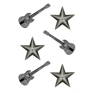 Creative Imaginations - Rock Star Collection by Marah Johnson - Metal Rhinestone Brads - Guitar, CLEARANCE