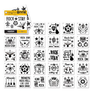 Creative Imaginations - Rock Star Collection by Marah Johnson - Swatch Book Impress On Rub Ons - Rock Star, CLEARANCE