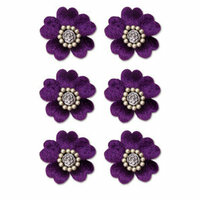 Creative Imaginations - Eclecti-Ka Embellishments by Marah Johnson - Velvet Floral Brads - Purple