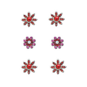 Creative Imaginations - Eclecti-Ka Embellishments by Marah Johnson - Rhinestone Floral Brads - Red Rhinestone