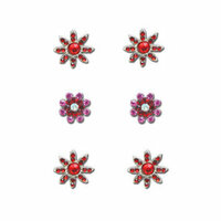 Creative Imaginations - Eclecti-Ka Embellishments by Marah Johnson - Rhinestone Floral Brads - Red Rhinestone