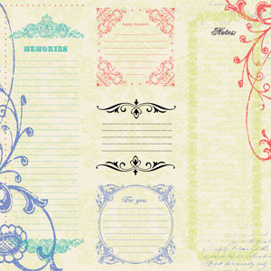 Creative Imaginations - Narratives - Melonberry Collection by Karen Russell - 12x12 Paper - Five Melonberry Notes, CLEARANCE