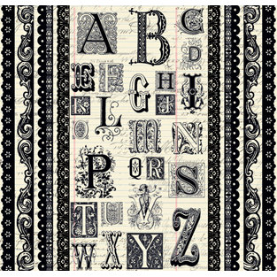 Creative Imaginations - Narratives - Antique Cream Collection by Karen Russell - 12x12 Sticker Sheets - Antique Alphabet and Borders