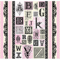 Creative Imaginations - Narratives - French Sweet Pea Collection by Karen Russell - 12x12 Sticker Sheets - Sweet Pea Alphabet and Borders, CLEARANCE