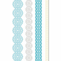 Creative Imaginations - Narratives - French Blue Bell Collection by Karen Russell - Self-Adhesive Paper Lace - 4 Ribbons - Blue Bell