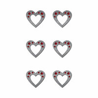 Creative Imaginations - Metal Cast Rhinestone Brads - Red Hearts, CLEARANCE