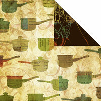 Creative Imaginations - Everyday Gourmet Collection by Christine Adolph - 12 x 12 Double Sided Paper - Pots and Pans