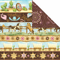 Creative Imaginations - Cowgirl Collection by Debbie Mumm - 12 x 12 Double Sided Paper - Cowgirl Borders
