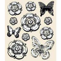 Creative Imaginations - Narratives by Karen Russell - Layered Stickers - Cream Flowers, CLEARANCE
