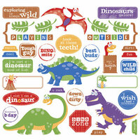 Creative Imaginations - Studio Basics 101 Collection - 12 x 12 Cardstock Stickers - Dino Icons, CLEARANCE