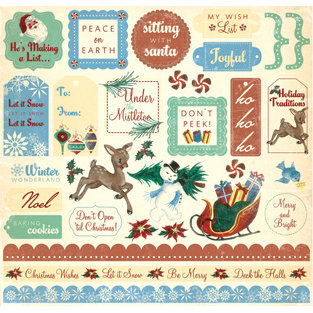 Creative Imaginations - Signature Collection - 12 x 12 Christmas Glitter Cardstock Stickers - Tinsel Town