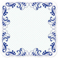 Creative Imaginations - Narratives by Karen Russell - Lilly Lane Collection - 12 x 12 Die Cut Paper - China Blue Scroll