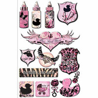 Creative Imaginations - Melange - Rock-A-Bye Baby Girl Collection - Epoxy Stickers - Girl
