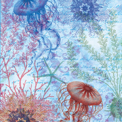 Creative Imaginations - Oceana Collection - 12 x 12 Pearl Paper - Ocean Blue