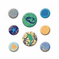 Creative Imaginations - Oceana Collection - Self Adhesive Fabric Buttons