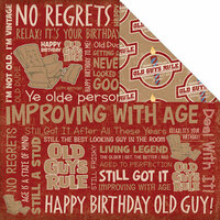 Creative Imaginations - Old Guys Rule Birthday Collection - 12 x 12 Double Sided Paper - No Regrets