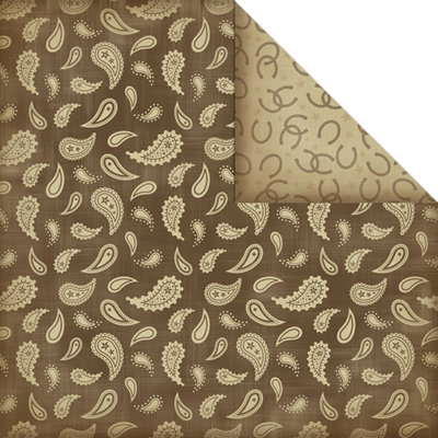Creative Imaginations - Cowgirl Collection - 12 x 12 Double Sided Paper - Brown Paisley