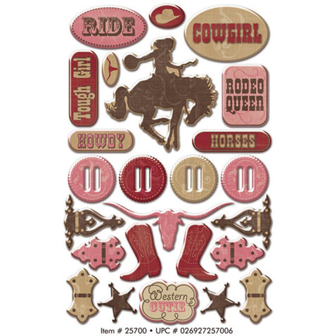 Creative Imaginations - Cowgirl Collection - Epoxy Stickers