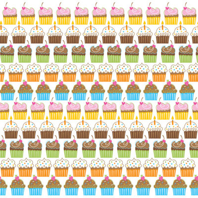 Creative Imaginations - Birthday Bliss Collection - 12 x 12 Glitter Paper - Bliss Cupcakes