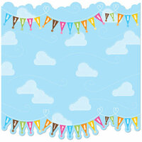Creative Imaginations - Birthday Bliss Collection - 12 x 12 Glitter Die Cut Paper - Clouds and Banners