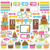 Creative Imaginations - Birthday Bliss Collection - 12 x 12 Glitter Cardstock Stickers - Birthday Bliss