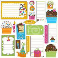 Creative Imaginations - Birthday Bliss Collection - Die Cut Pieces with Glitter Accents - Birthday Bliss Shapes, CLEARANCE