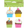 Creative Imaginations - Birthday Bliss Collection - 3 Dimensional Glitter Stickers - Cupcakes