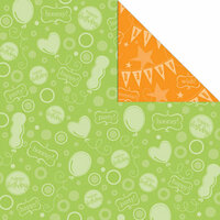 Creative Imaginations - Birthday Bliss Collection - 12 x 12 Double Sided Paper - Green and Orange