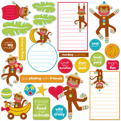 Creative Imaginations - Monkey Business Collection - Glitter Die Cut Pieces - Monkey Business