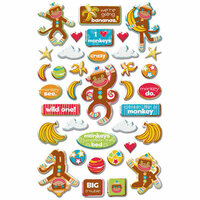 Creative Imaginations - Monkey Business Collection - Glitter Epoxy Stickers