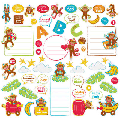 Creative Imaginations - Monkey Business Collection - 12 x 12 Glitter Cardstock Stickers - Monkey Business