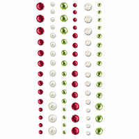 Creative Imaginations - Loolah Collection - Bling - Self Adhesive Rhinestone Pack - Red Pearl and Green