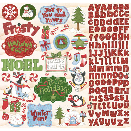 Creative Imaginations - Polar Christmas Collection - 12 x 12 Cardstock Stickers - Polar Christmas