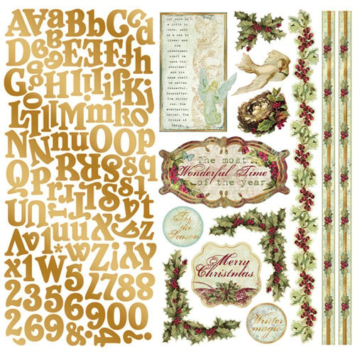 Creative Imaginations - Night Divine Collection - Christmas - 12 x 12 Cardstock Stickers - Night Divine, CLEARANCE