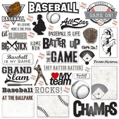 Creative Imaginations - Art Warehouse by Danelle Johnson - Baseball Line Collection - Die Cut Pieces - Baseball Shapes