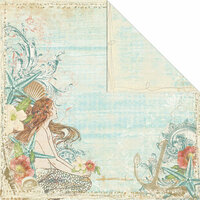 Creative Imaginations - Beach Cottage Collection - 12 x 12 Double Sided Paper - Mermaid