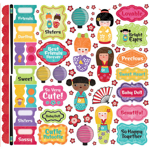 Creative Imaginations - Kokeshi Collection - 12 x 12 Cardstock Stickers - Kokeshi