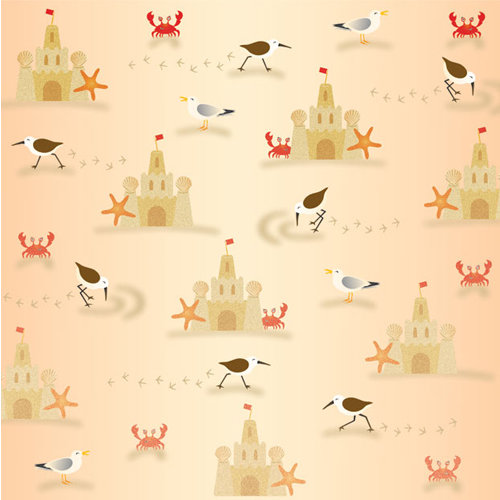 Creative Imaginations - Splish Splash Collection - 12 x 12 Paper with Glitter Accents - Sandcastles